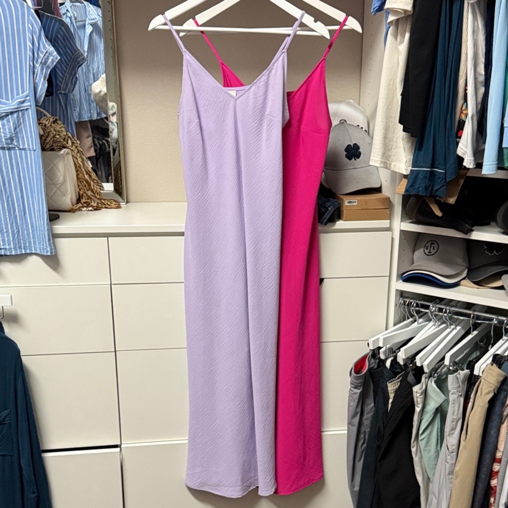 Chic Spaghetti Strap Maxi Dresses in Pink and Lavender